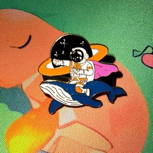 Astronaut Enamel Pin - Black, Orange, Pink